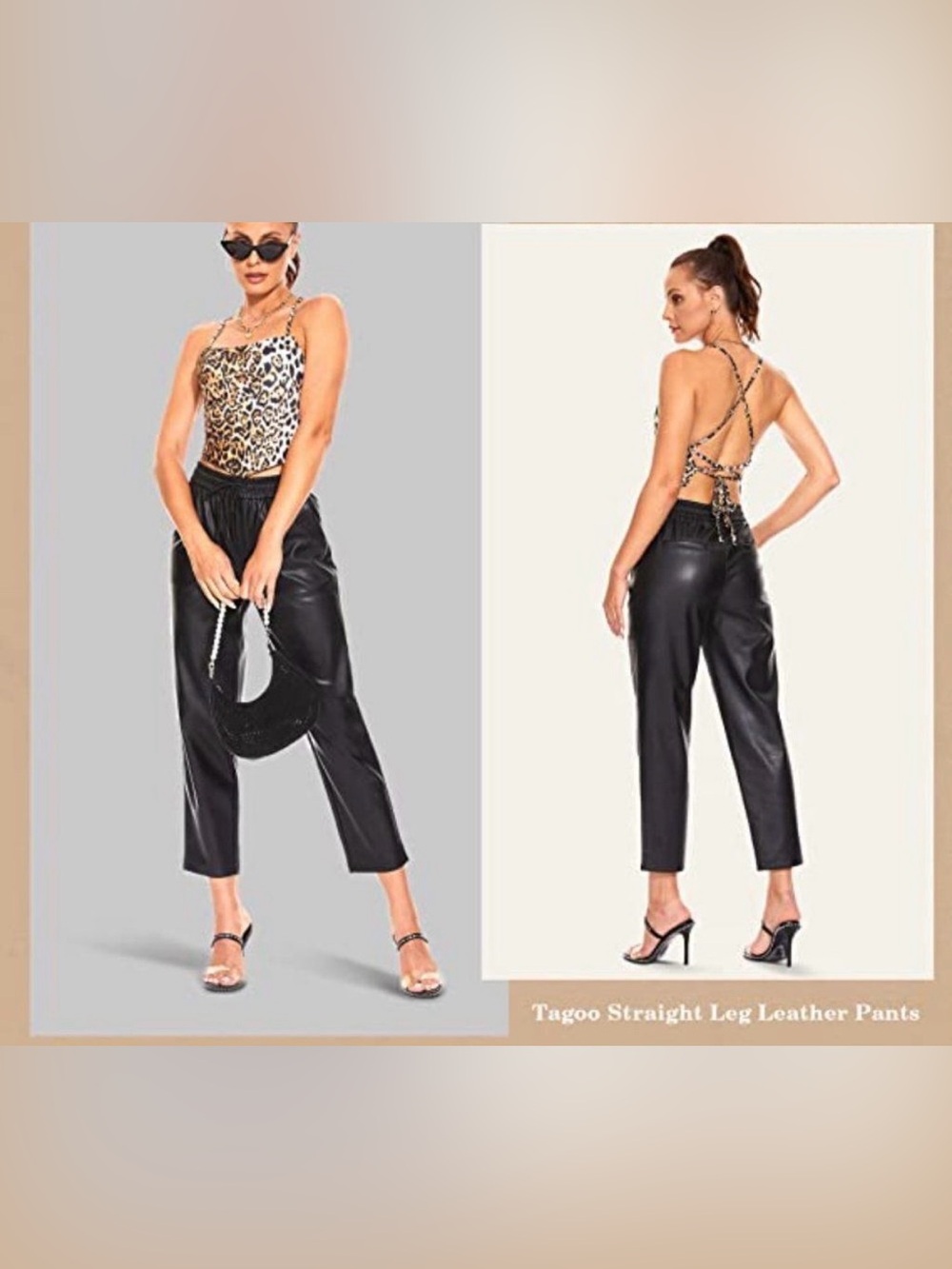TAGOO FAUX LEATHER BLACK PANTS JOGGERS High Waisted Drawstring Size XS XSMALL